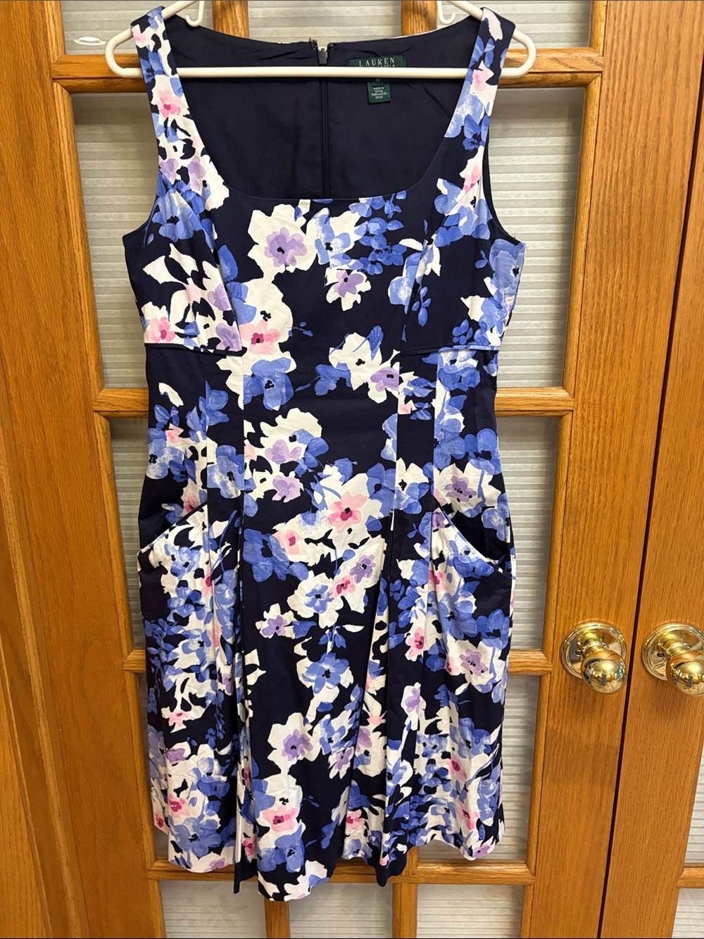 EUC Lauren Ralph Lauren Navy Floral Fit-and-Flare Dress